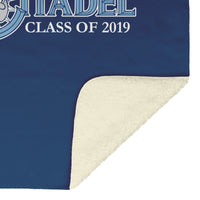 Load image into Gallery viewer, The Citadel, Class Of 2019 Customized, Vintage Spike logo, Navy Blanket
