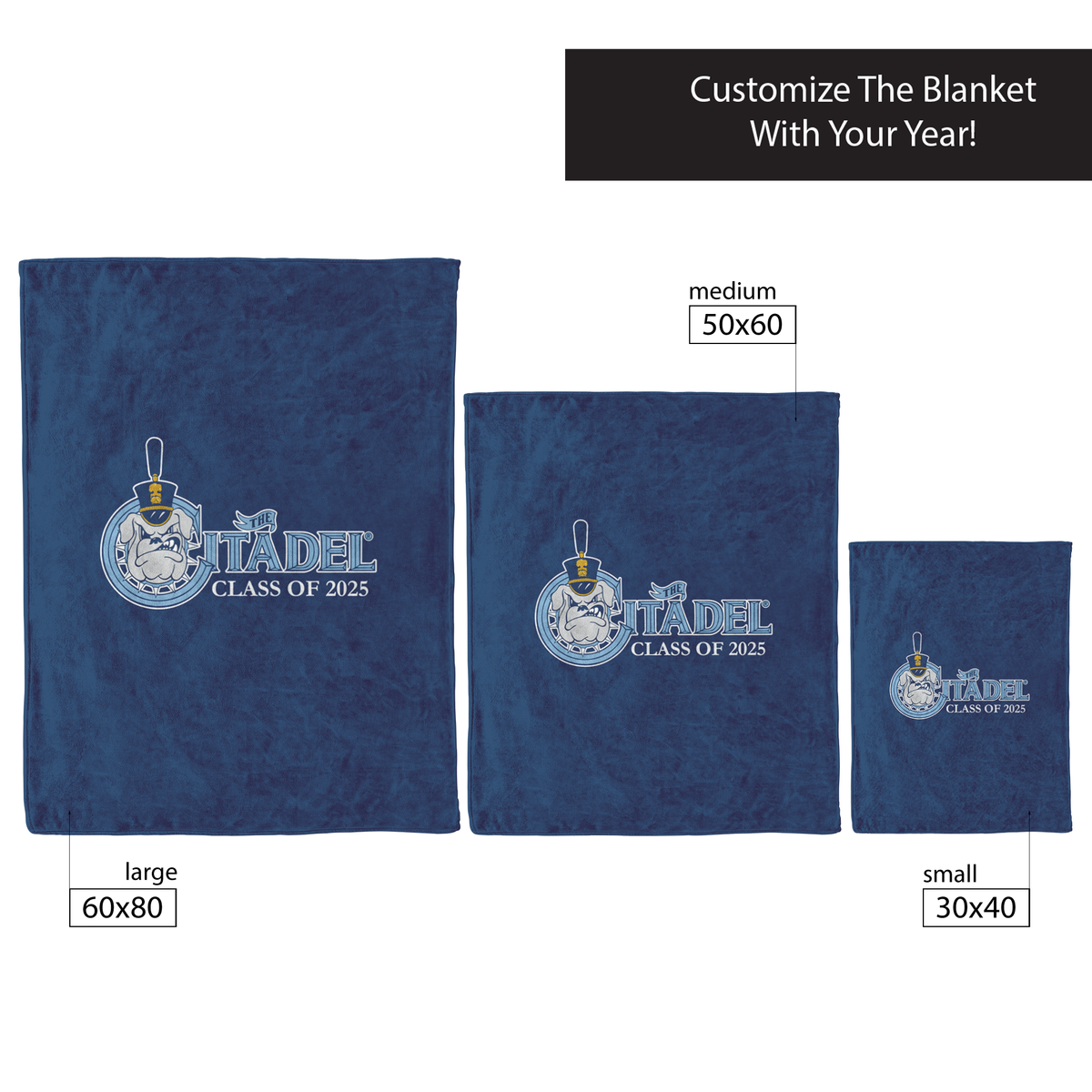 The Citadel, Class Of (Your Year) Customized, Spike logo, Navy Blanket