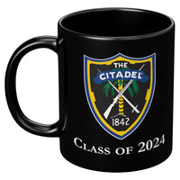 Load image into Gallery viewer, The Citadel, Shield, Class of 2024, Black Mug 11oz
