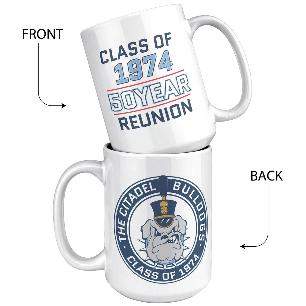 The Citadel Spike , Class of 1974 - 50 Year Reunion White Mug- 15oz