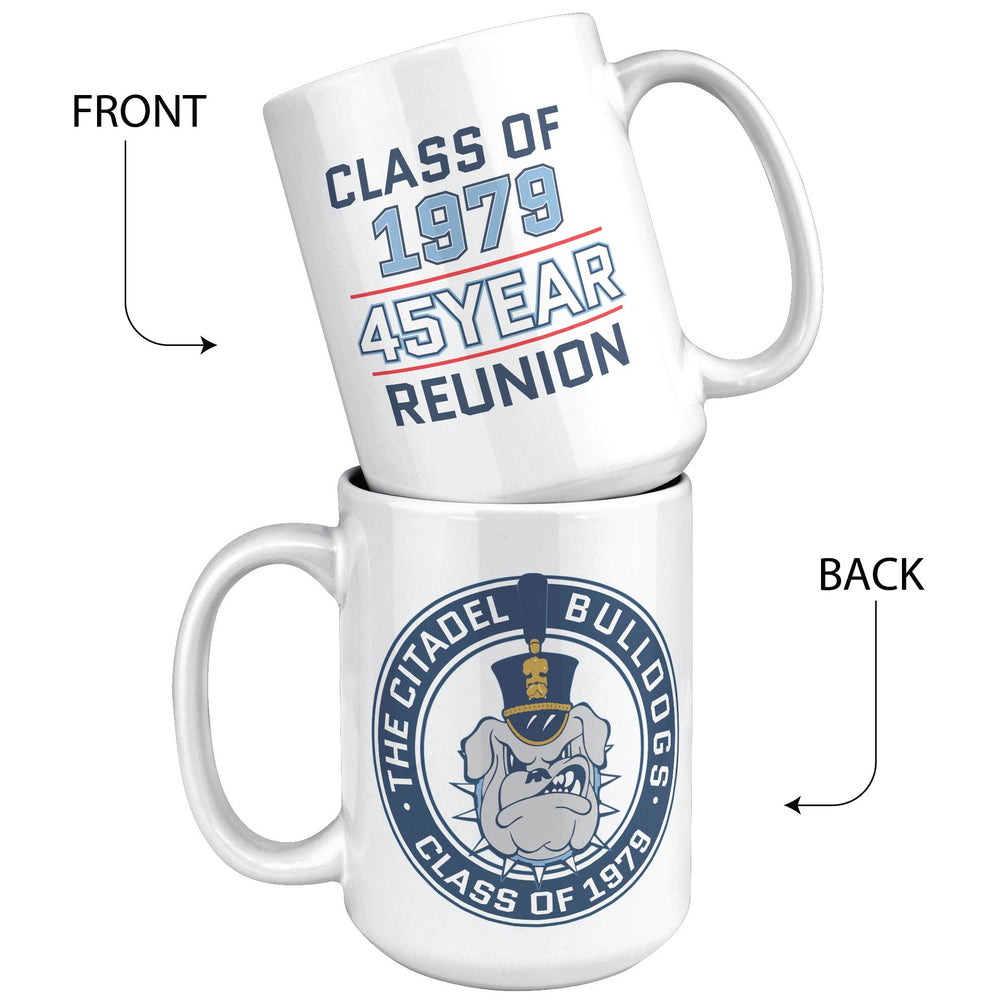 The Citadel Spike , Class of 1979 - 45 Year Reunion White Mug- 15oz