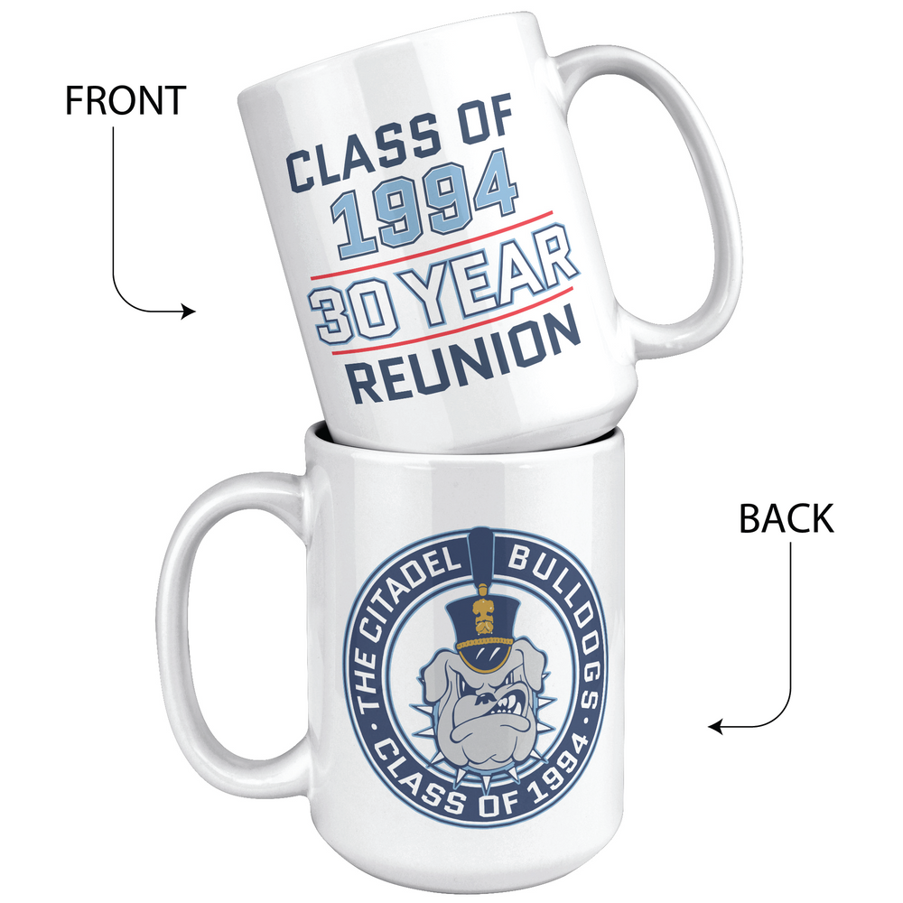 The Citadel Spike , Class of 1994 - 30 Year Reunion White Mug- 15oz