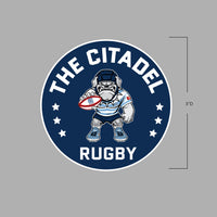 Load image into Gallery viewer, The Citadel, Club Sport - Rugby, Rugby Spike, Circle, Sticker
