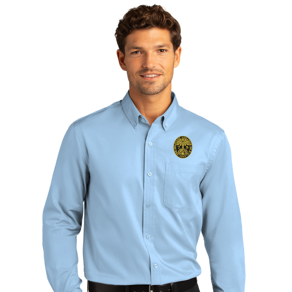The Citadel, Ring Bezel, Class of 1975, Long Sleeve Twill Shirt - Carolina Blue