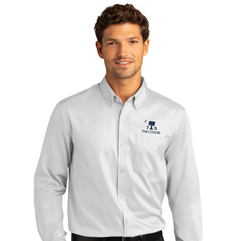 The Citadel, Big Red, Class of 1975, Long Sleeve Twill Shirt - White