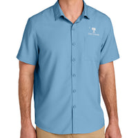 Load image into Gallery viewer, The Citadel, Big Red, Palm Tree, Short Sleeve UV Dockside Shirt - Carolina Blue

