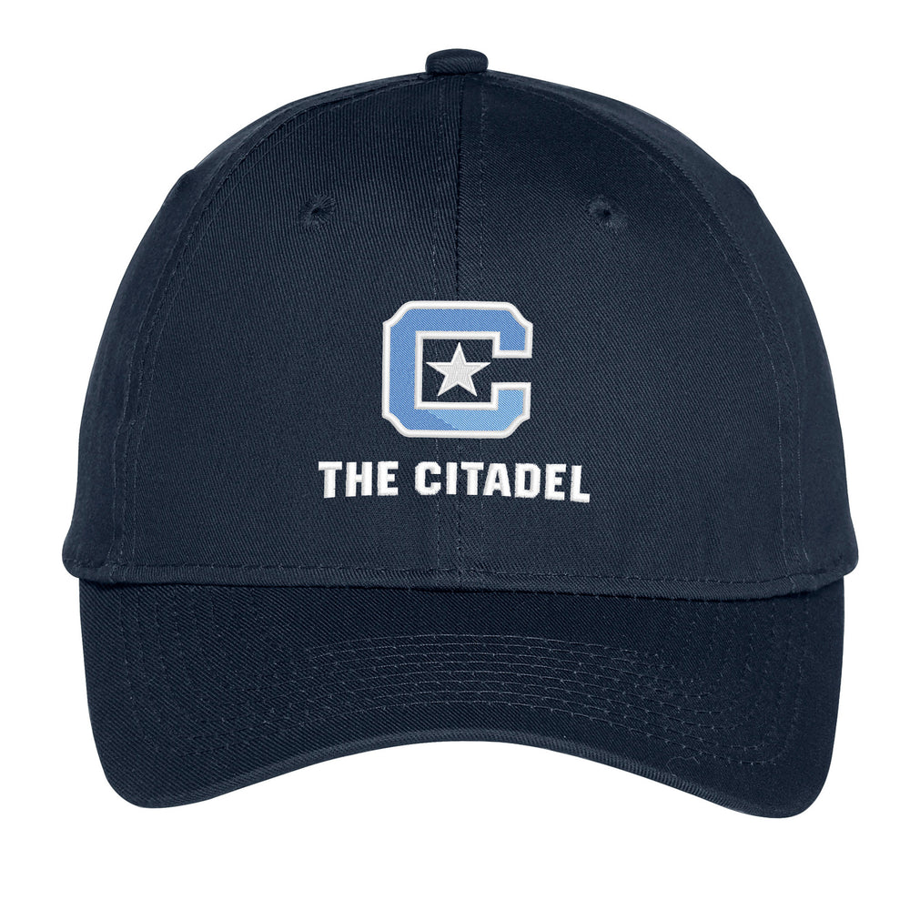 The Citadel, C Star, Port & Co™ Youth Six-Panel Unstructured Twill Cap - Navy