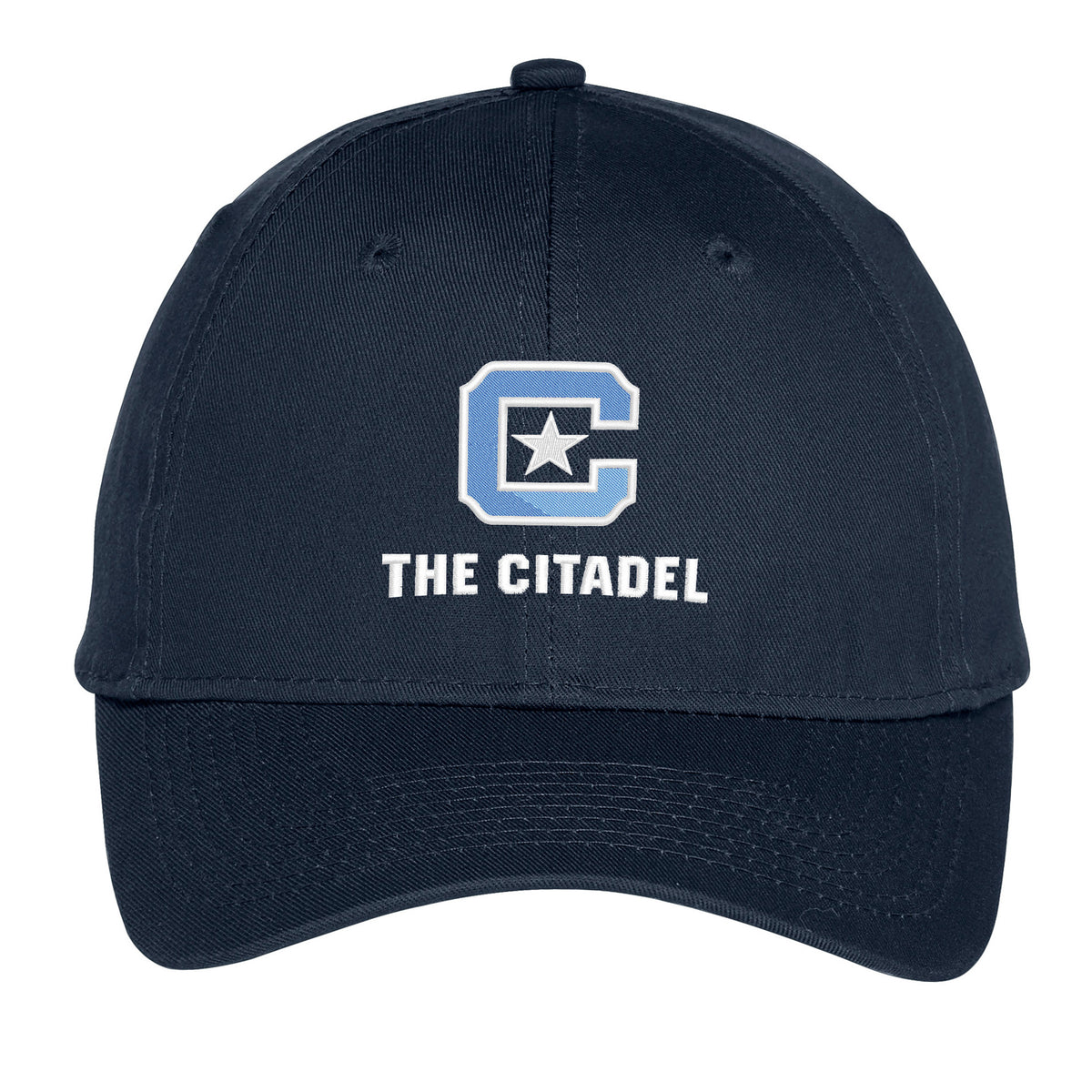 The Citadel, C Star, Port & Co™ Youth Six-Panel Unstructured Twill Cap - Navy