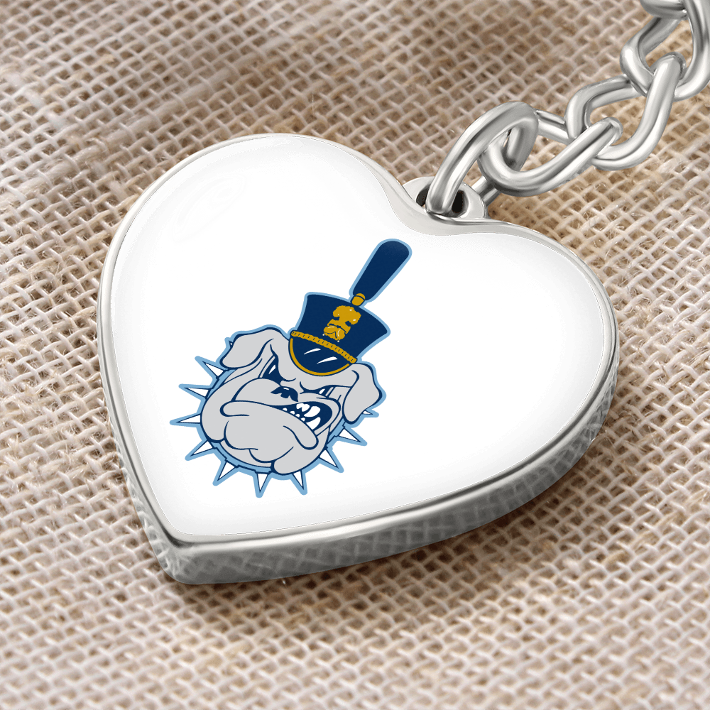 The Citadel, Spike logo, Heart Keychain - Silver