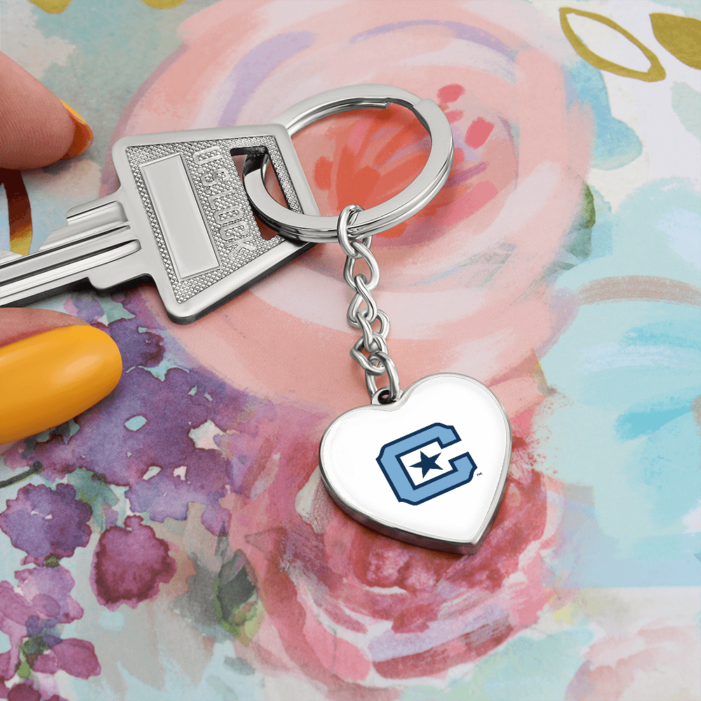 The Citadel, C Star logo, Heart Keychain - Silver