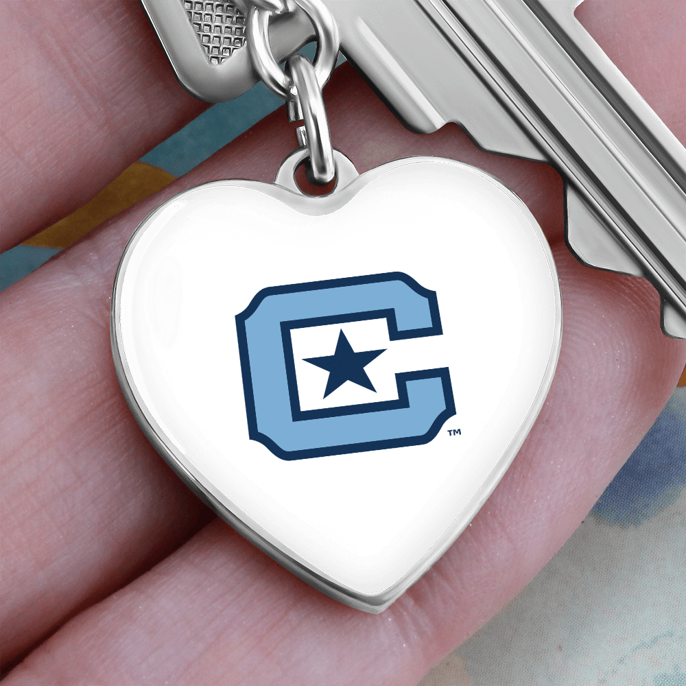 The Citadel, C Star logo, Heart Keychain - Silver