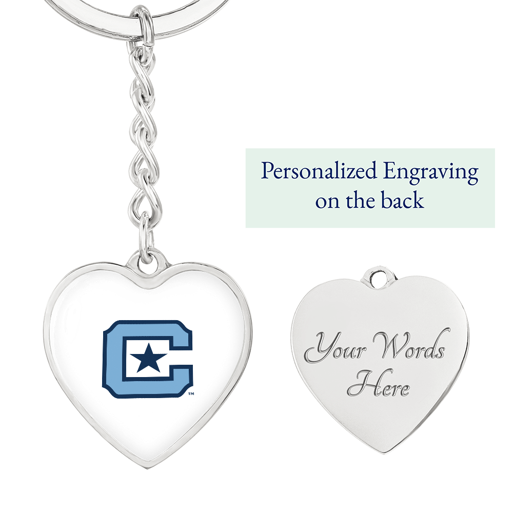 The Citadel, C Star logo, Heart Keychain - Silver