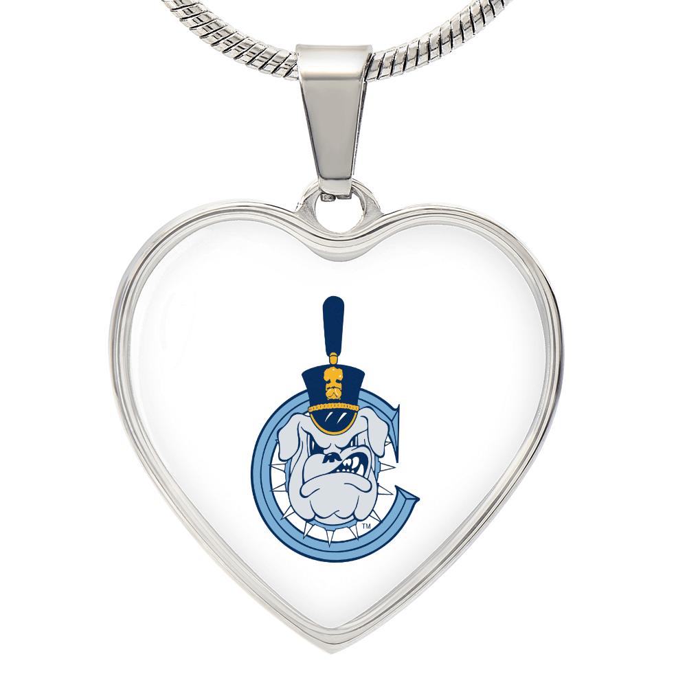 The Citadel, Spike C logo, Heart Necklace - Silver