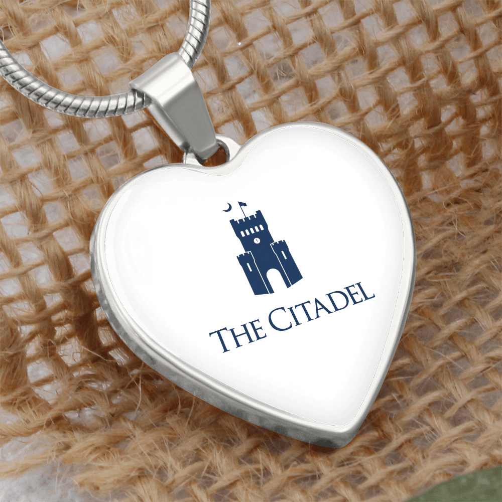 The Citadel, Barracks logo, Heart Necklace - Silver