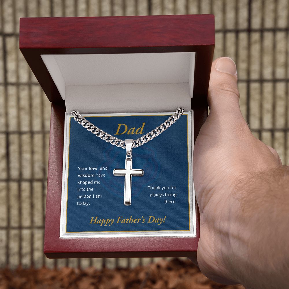 To My Dad, The Citadel, Cuban Chain with Artisan Cross Necklace
