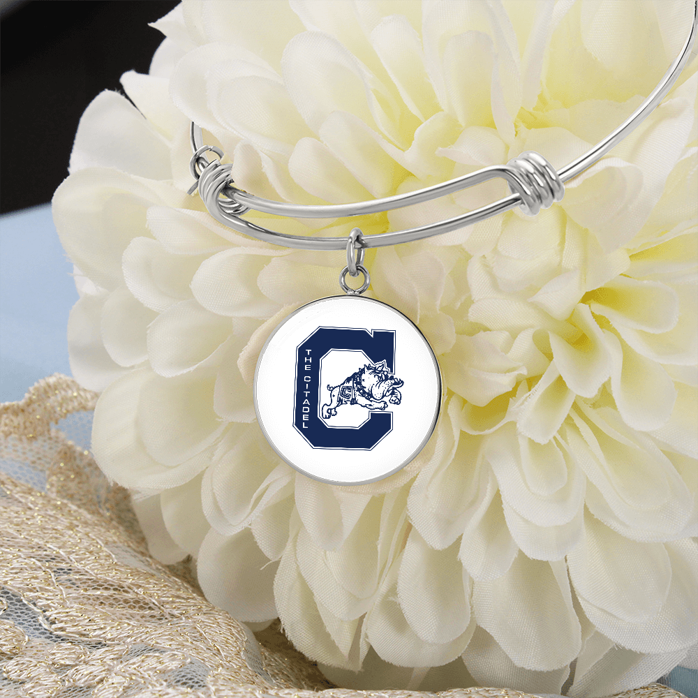 The Citadel, Jumping Bulldog logo, Luxury Circle Bangle - Silver