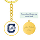 The Citadel, Jumping Bulldog logo, Circle Keychain - Gold