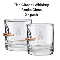 Load image into Gallery viewer, The Citadel PT Barracks logo, Benshot Whiskey Rocks Glass -11Oz--2 pack
