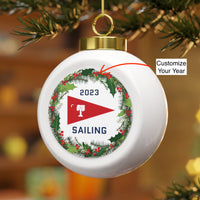 Load image into Gallery viewer, The Citadel, Club Sports, Sailing Burgee, Customizable "Your Year", Christmas Ball Ornament
