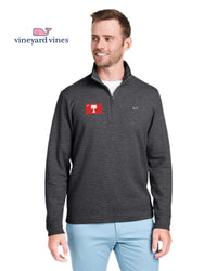 Load image into Gallery viewer, The Citadel, Big Red Flag, Vineyard Vines Men's Saltwater Quarter-Zip Pullover - Black
