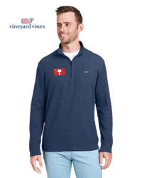 Load image into Gallery viewer, The Citadel, Big Red Flag, Vineyard Vines Men's Saltwater Quarter-Zip Pullover - Deep Bay
