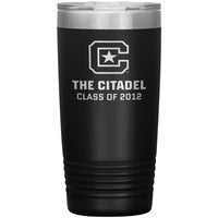 Load image into Gallery viewer, 20 oz Travel Tumbler The Citadel C Class of 2012- Black
