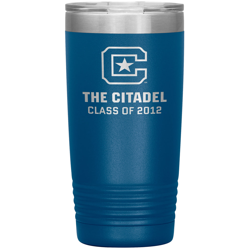 20 oz Travel Tumbler The Citadel C Class of 2012- Blue