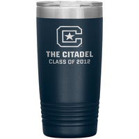 Load image into Gallery viewer, 20 oz Travel Tumbler The Citadel C Class of 2012- Navy
