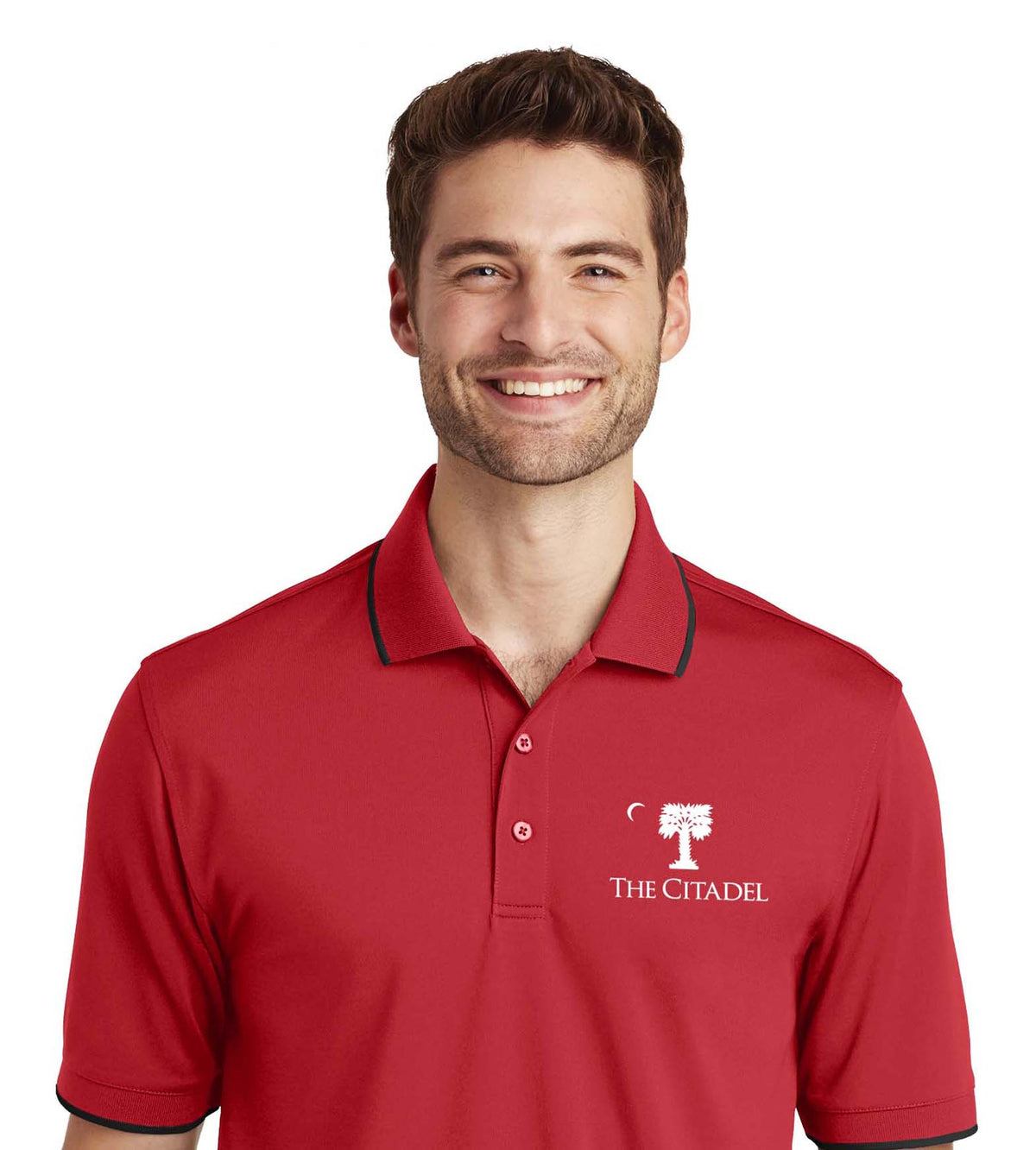 The Citadel, Big Red Palmetto logo, UV Micro-Mesh Tipped Polo