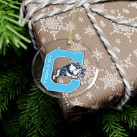 Load image into Gallery viewer, The Citadel, Block C Jumping Bulldog, Glass Ornament
