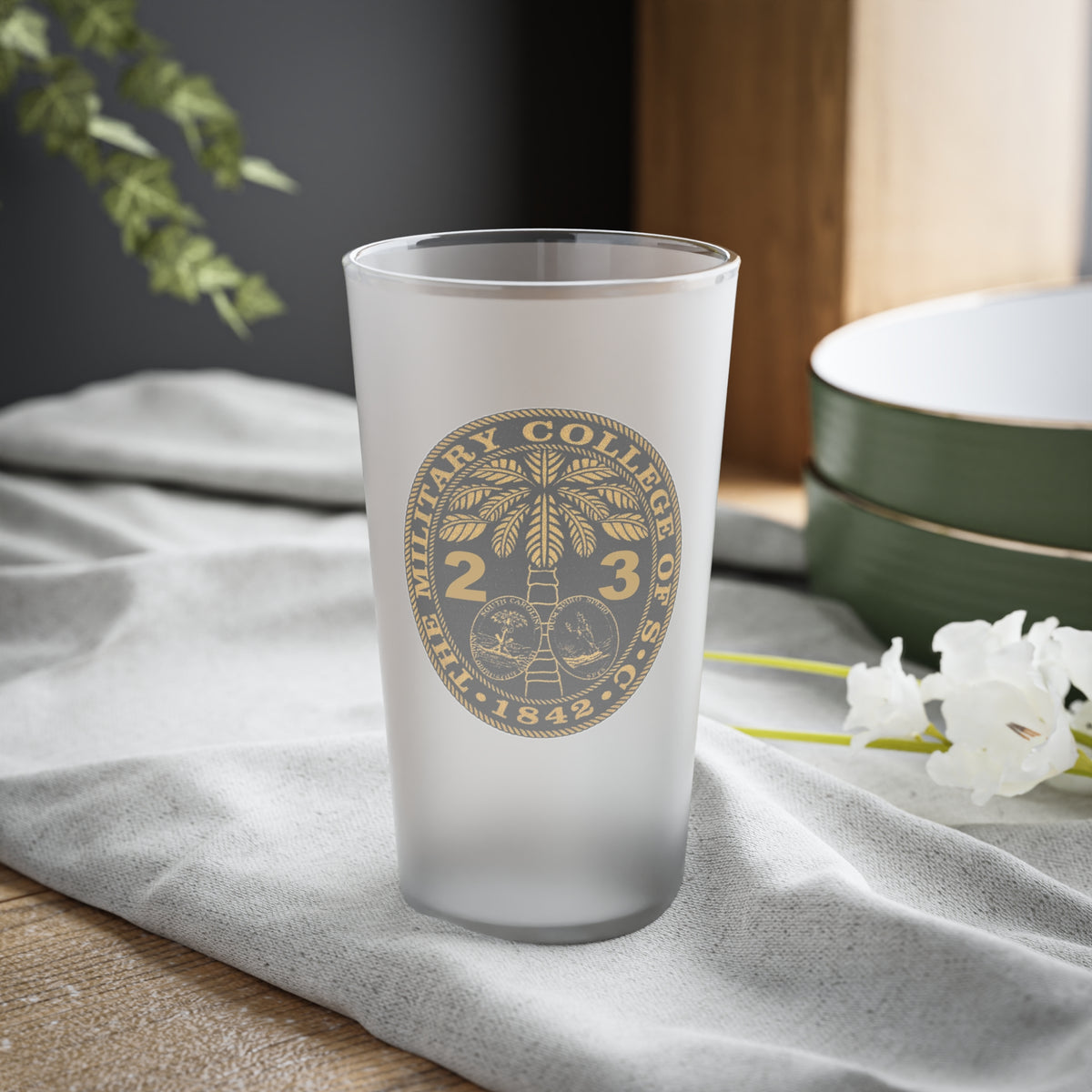 The Citadel, Class of 2023, Ring Bezel, Frosted Pint Glass, 16oz