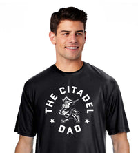Load image into Gallery viewer, Marching Bulldog and Stars Dad Performance Tee-Black
