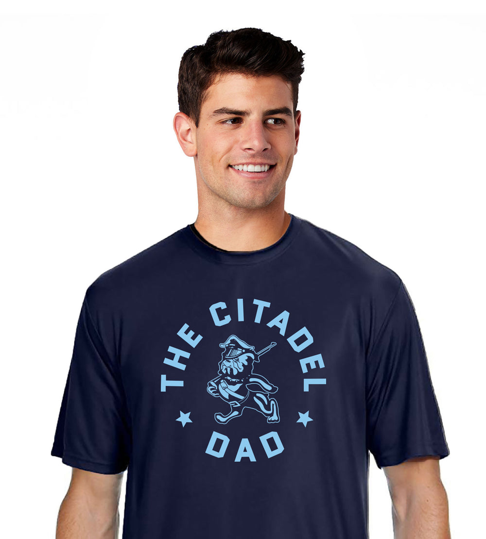 Marching Bulldog and Stars Dad Performance Tee-NAVY