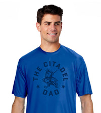 Load image into Gallery viewer, Marching Bulldog and Stars Dad Performance Tee-Royal
