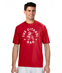 Load image into Gallery viewer, Marching Bulldog and Stars Dad Performance Tee-Black-Red
