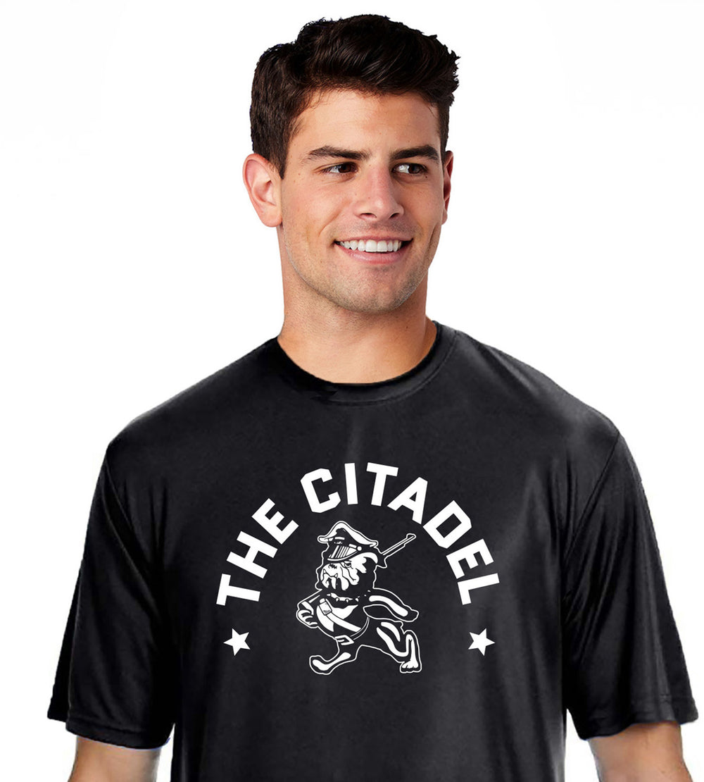 Marching Bulldog and Stars Cooling Performance Tee-Black