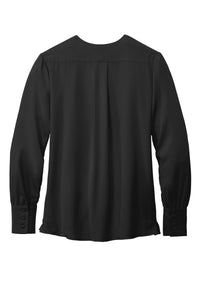 Load image into Gallery viewer, Big Red Palmetto Brooks Brothers® Women’s Open-Neck Satin Blouse- Deep Black
