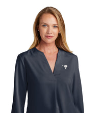 Load image into Gallery viewer, Big Red Palmetto Brooks Brothers® Women’s Open-Neck Satin Blouse- Night Navy

