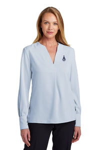 Load image into Gallery viewer, Spike Brooks Brothers® Women’s Open-Neck Satin Blouse- Heritage Blue
