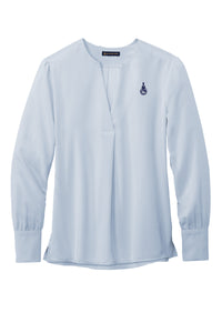 Load image into Gallery viewer, Spike Brooks Brothers® Women’s Open-Neck Satin Blouse- Heritage Blue
