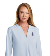 Load image into Gallery viewer, Spike Brooks Brothers® Women’s Open-Neck Satin Blouse- Heritage Blue
