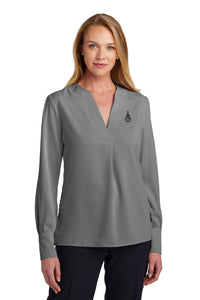 Load image into Gallery viewer, Spike Brooks Brothers® Women’s Open-Neck Satin Blouse- Shadow Grey

