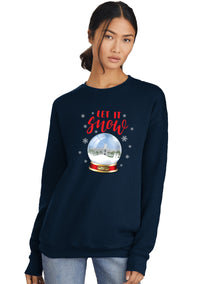 Load image into Gallery viewer, The Citadel, Padgett Thomas Barracks Snow Globe Design, Unisex Drop Shoulder Sweatshirt-Navy

