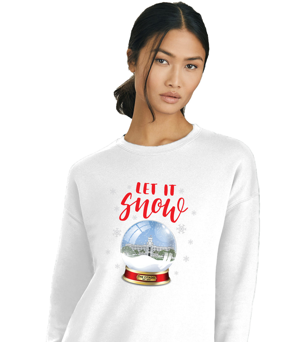 Padgett Thomas Barracks Snow Globe Unisex Drop Shoulder Sweatshirt-White