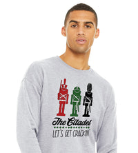 Load image into Gallery viewer, The Citadel, Cadet Soldiers, Let&#39;s Get Crackin&#39; Design, Unisex Drop Shoulder Holiday Sweatshirt

