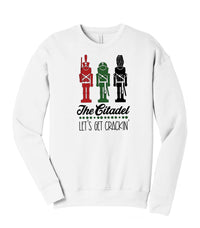 Load image into Gallery viewer, The Citadel, Cadet Soldiers, Let&#39;s Get Crackin&#39; Design, Unisex Drop Shoulder Holiday Sweatshirt
