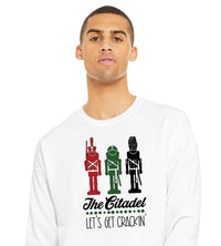 Load image into Gallery viewer, The Citadel, Cadet Soldiers, Let&#39;s Get Crackin&#39; Design, Unisex Drop Shoulder Holiday Sweatshirt
