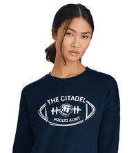 Load image into Gallery viewer, The Citadel Bulldog Proud Aunt Unisex Sponge Fleece Drop Shoulder Sweatshirt-Navy
