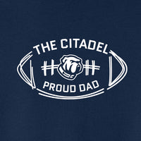 Load image into Gallery viewer, The Citadel Bulldog Proud Dad Unisex Sponge Fleece Drop Shoulder Sweatshirt-Navy
