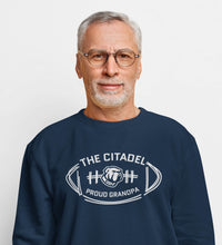 Load image into Gallery viewer, The Citadel Bulldog Proud Grandpa Unisex Sponge Fleece Drop Shoulder Sweatshirt-Navy
